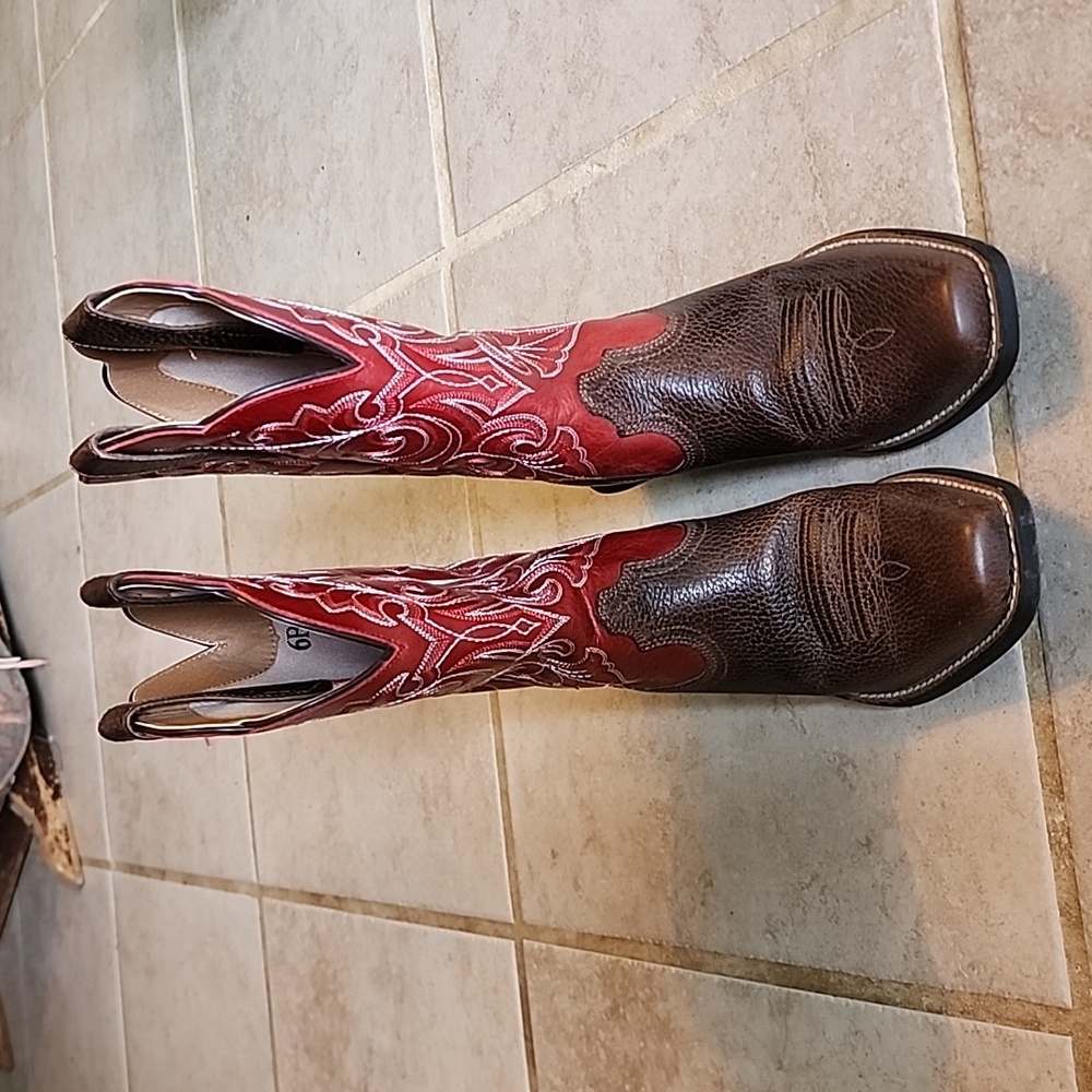 Ariat red and brown cowboy boots